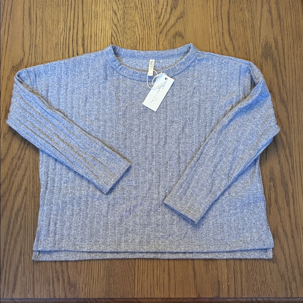 NWT Rylee + Cru Heather Gray Ribbed Long Sleeve Size 6-7y